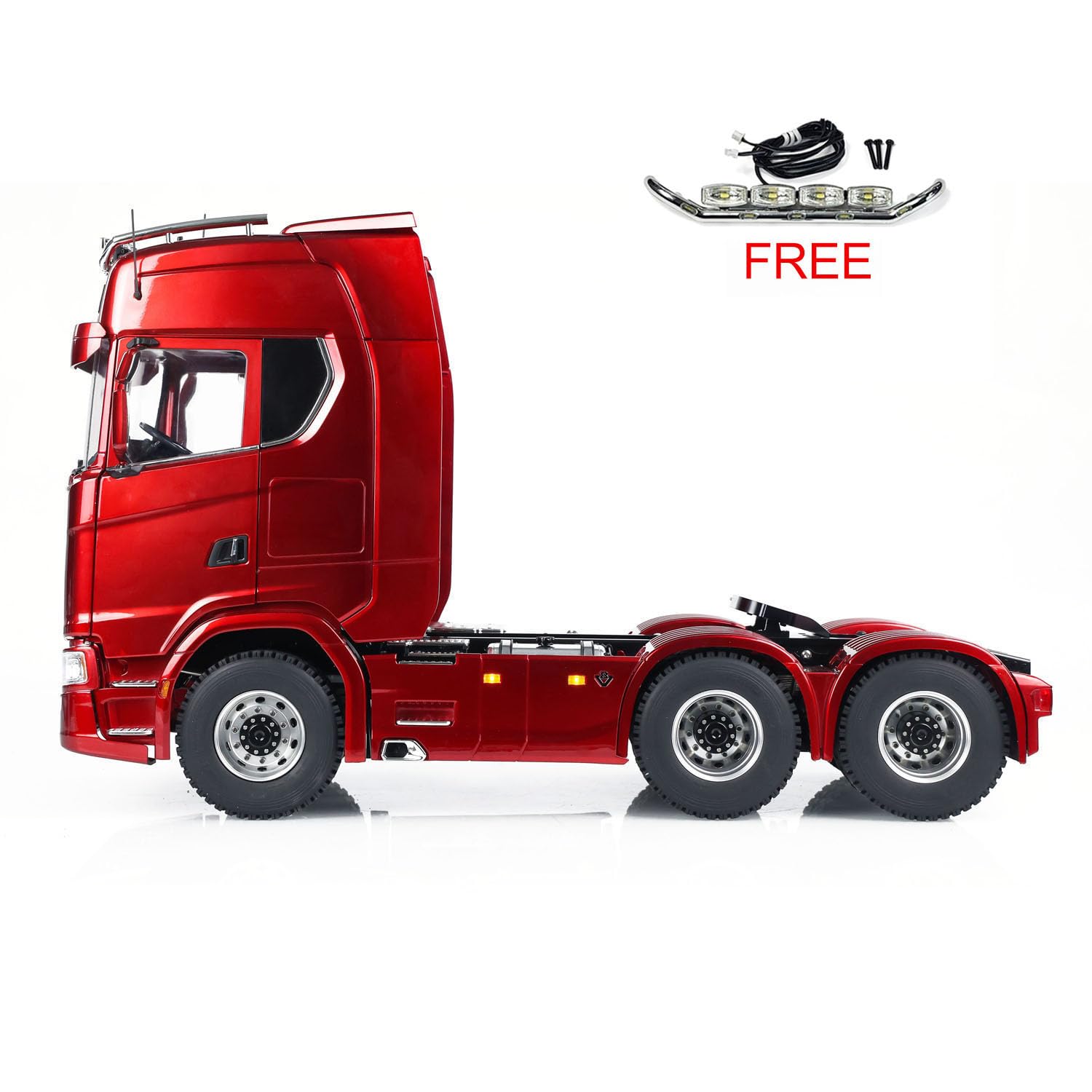 wheelfun 1/14 6X6 RC Traktor LKW Metall Chassis Differentialschloss Achsen Licht Sound System Fernbedienung Auto 2-Gang-Getriebe Hobby Grade Modell (Burgundy)