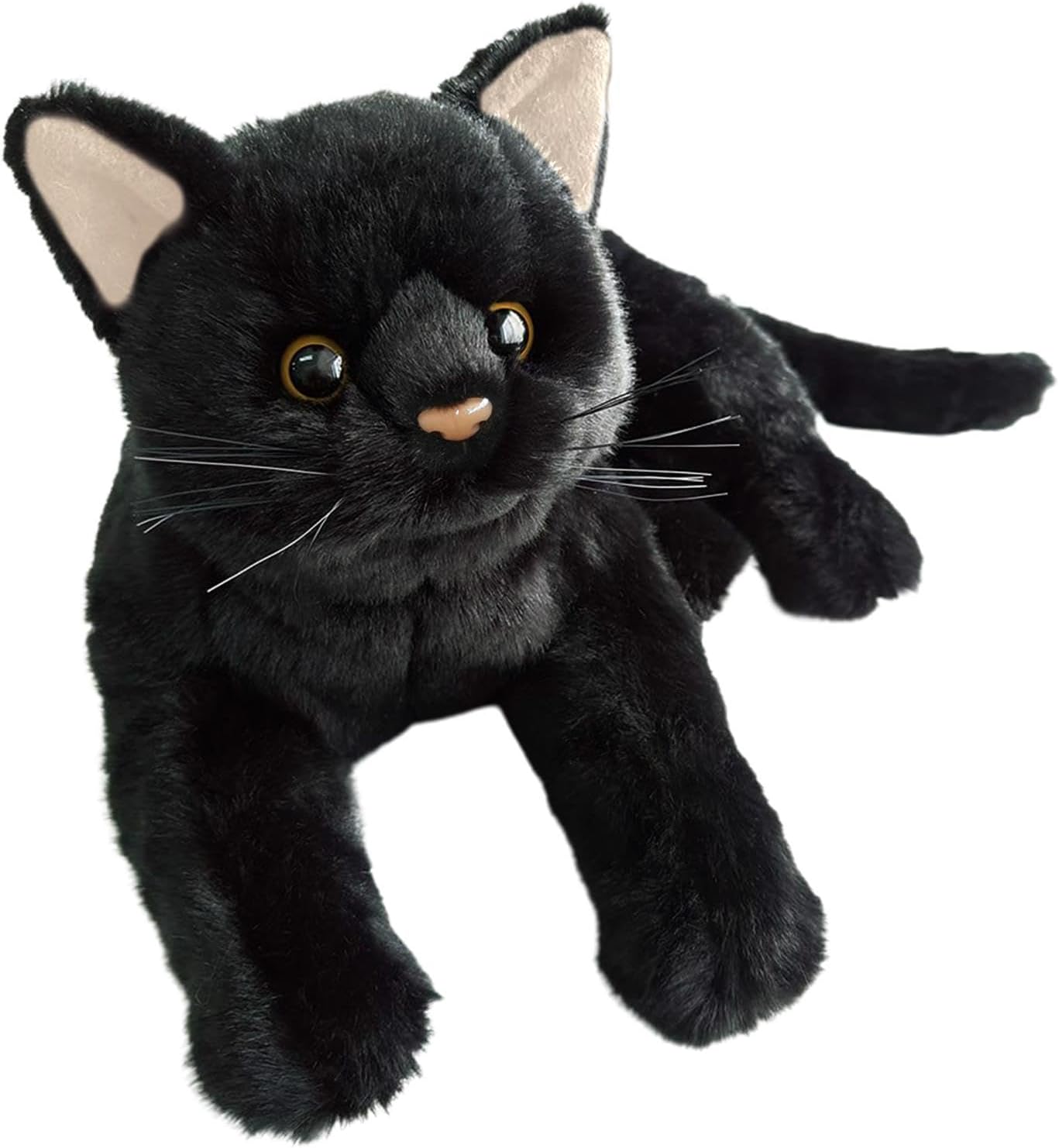 FRANKIEZHOU Realistic Black Cat Stuffed Animal Plush Toy - 8.27 Inches, Soft Hugging Pillow, Gift For Kids