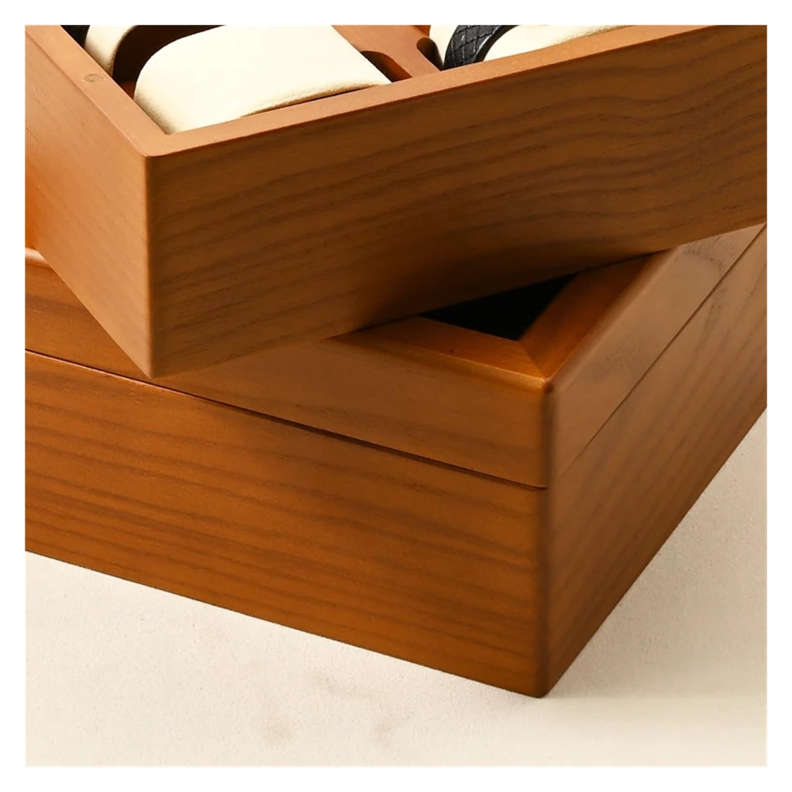 1 caja organizadora de reloj de madera con rejilla 1/6 | Caja de reloj de madera de rejilla 1/6, caja de almacenamiento de reloj portátil con almohada y bolsa(Single Gray)