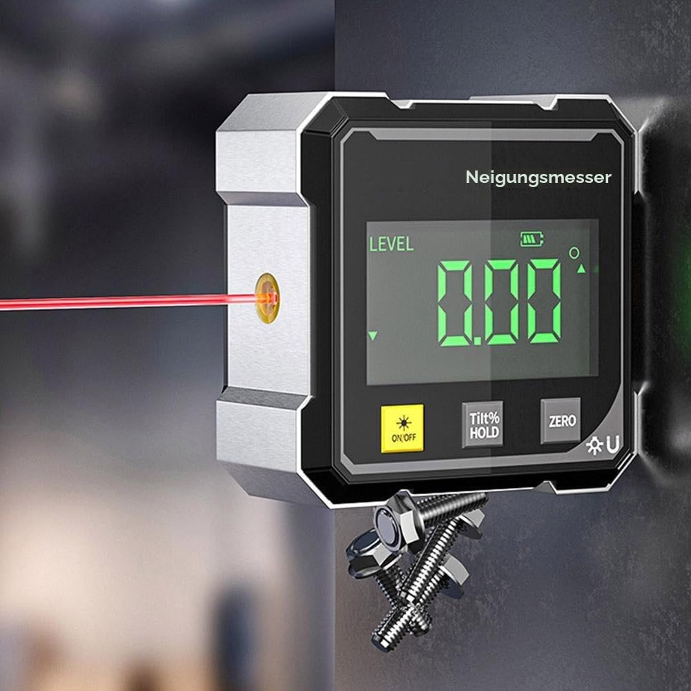 Digitaler Winkelmesser, 4-seitig, stark, magnetisch, digitaler Winkelmesser, digitale Wasserwaage mit LED-Anzeige, Winkelmesser, Neigungsmesser für Arbeiten, Bau, Maschinen und Wasserwaagenboxen