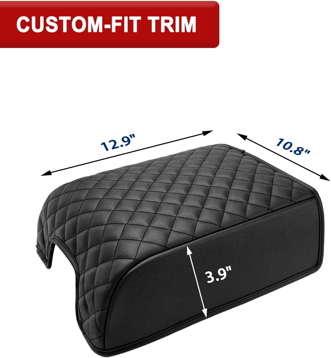 KBH Center Console Armrest Cover for F150 2004-2014, Ford Expedition 2007-2017, Lincoln Mark LT 2006-2008, Middle Console Lid Protector, Vinyl Leather, Black (Fits Bucket Seat Console Only)