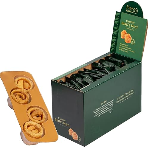 Vista 15 de Snacklava - Paquete variado mixto 1 (34 piezas) – 2 mini anillos de galletas (20 piezas), 2 nueces mixtas Kunafa (6 piezas), 2 nidos de pájaros