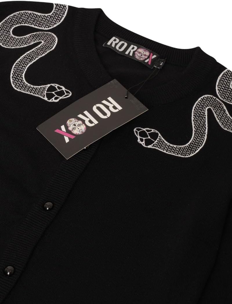 Ro Rox Snake Cardigan Gothic Serpent Embroidery Knitted Long Sleeve - Image 2