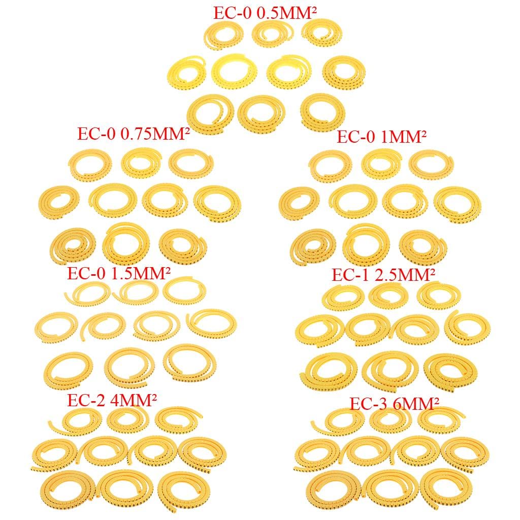 1 Etichette Identificative Flessibili in PVC per Organizzare I Cavi in ​​uffici, Officine, 6mm² EC-3