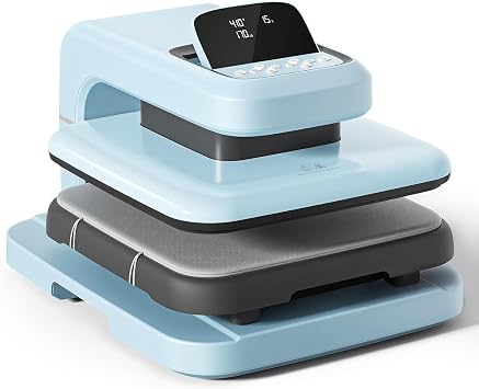 Auto Heat Press 2 - Heat Press Machine for T Shirts with Adjustable Pressure & Higher Heating Height, Heats Up Fast and Evenly Heat Press 38X38cm for HTV, Sublimation, Heat Press ProjectsBlue