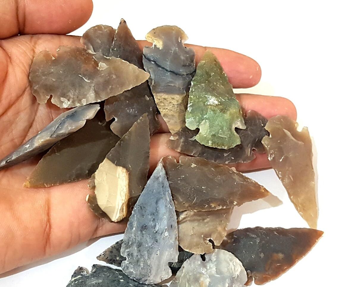 NEWCRYSTALAGE 50Pc Multicolor Spearhead Points Arrowhead | Beautifully Crafted Stone Spearhead Points - Size: 2 Inch