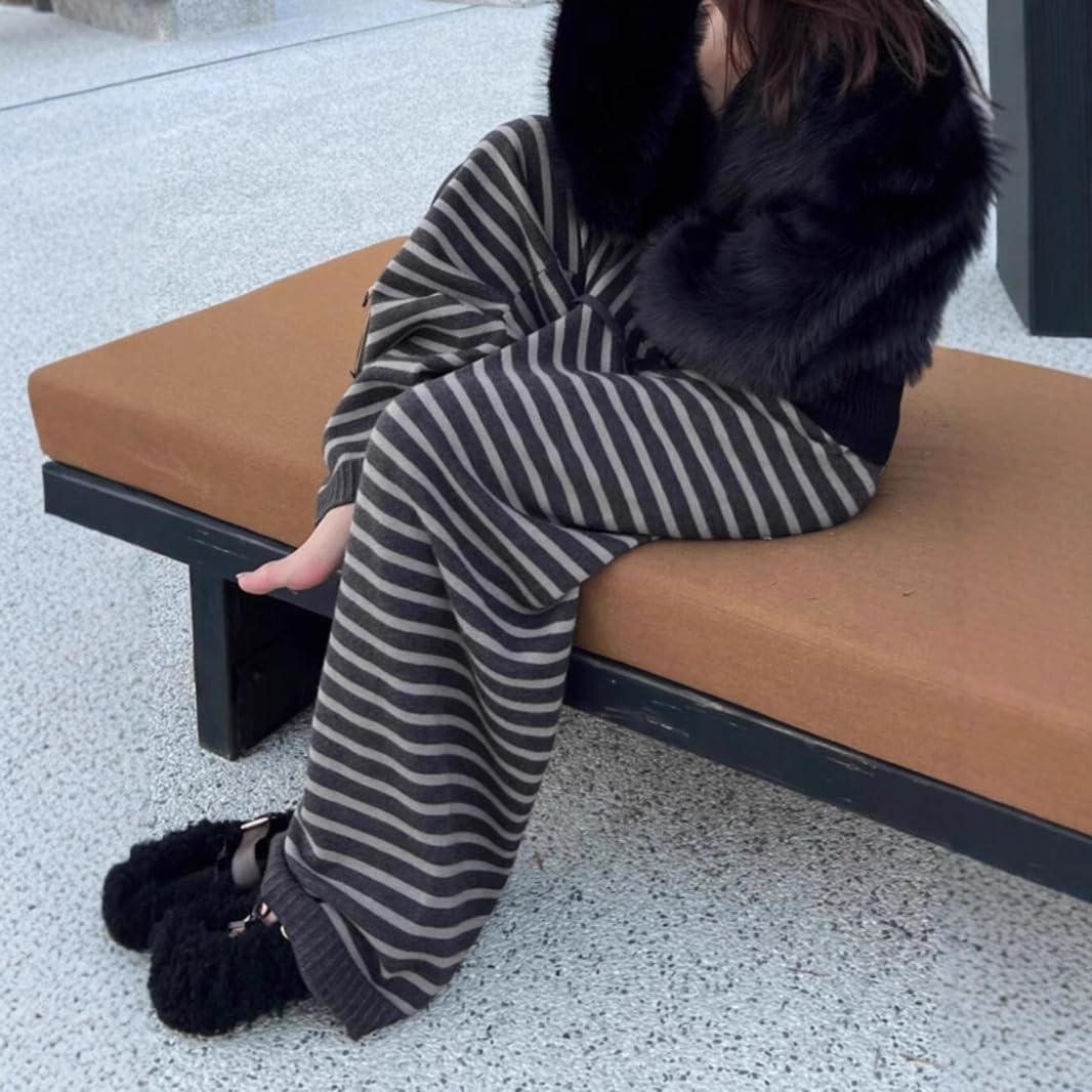 Y2K Striped Pants Women Harajuku Wide Leg Drawstring Grunge Emo Baggy Pants Alt Pajamas Casual Lounge Bottom - Image 3