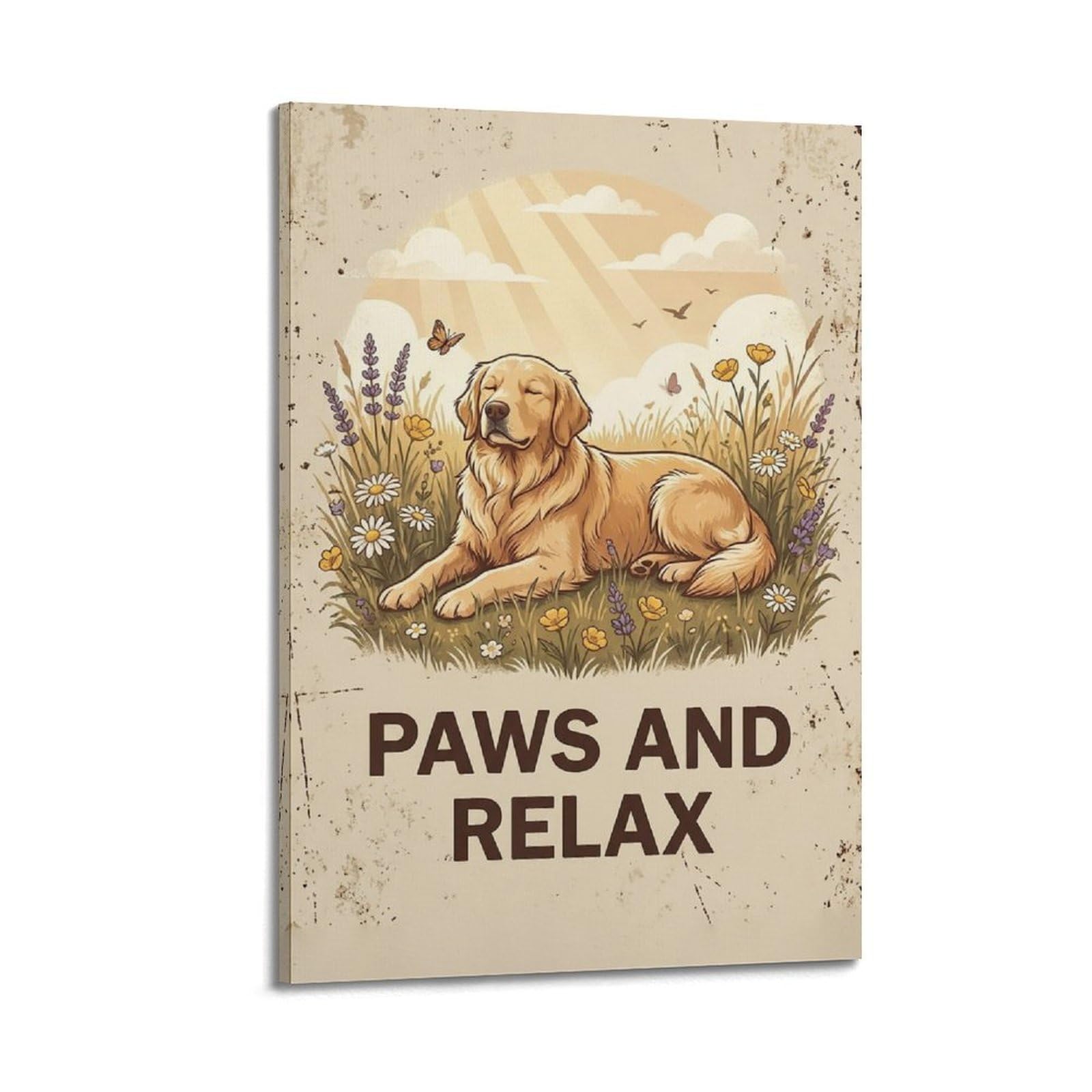 OKAHYS Pet Pawprint Quote Poster Heart Forever Country Rustic Modern Decorative Canvas Prints - Ideal Wall Art for Family, Man Cave, Game Room, Boys & Girls Bedroom 20x30inch