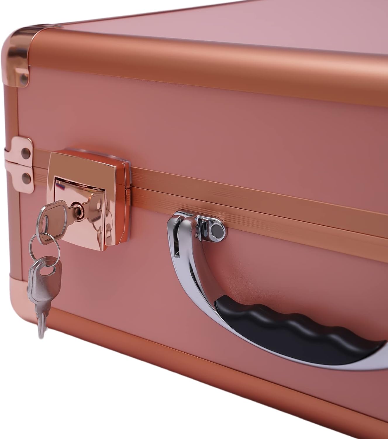 Makeup Train Case Makeup Case with LED Light Mirror Professional Artist Cosmetic Large Makeup Artist Organizer Kit (Gold)