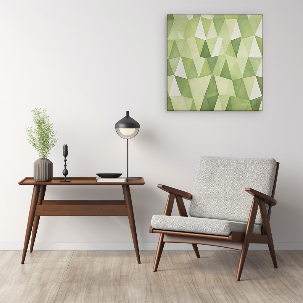 Canvas for Living room. Emerald Enigma: A Dance of Geometric Intrigue and Serene Hues, 27 x 18 inch Canvas Wall Art - Contemporary Masterpieces - Modern Home Decor - 69x46 cm (27x18 inch)