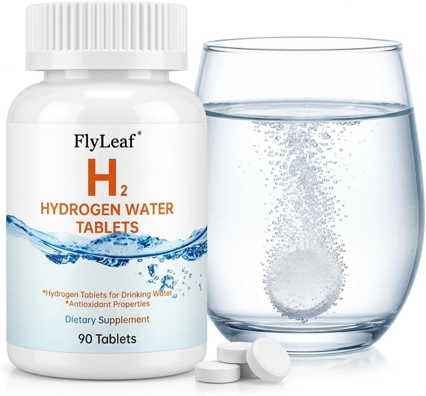 Hydrogen Water Tablets for Drinking Water, H2 Molecular Hydrogen Tablets with Magnesium Carrier, Fast Dissolving Hydrogen for Antioxidant Support and Daily Energy, 90 Servings