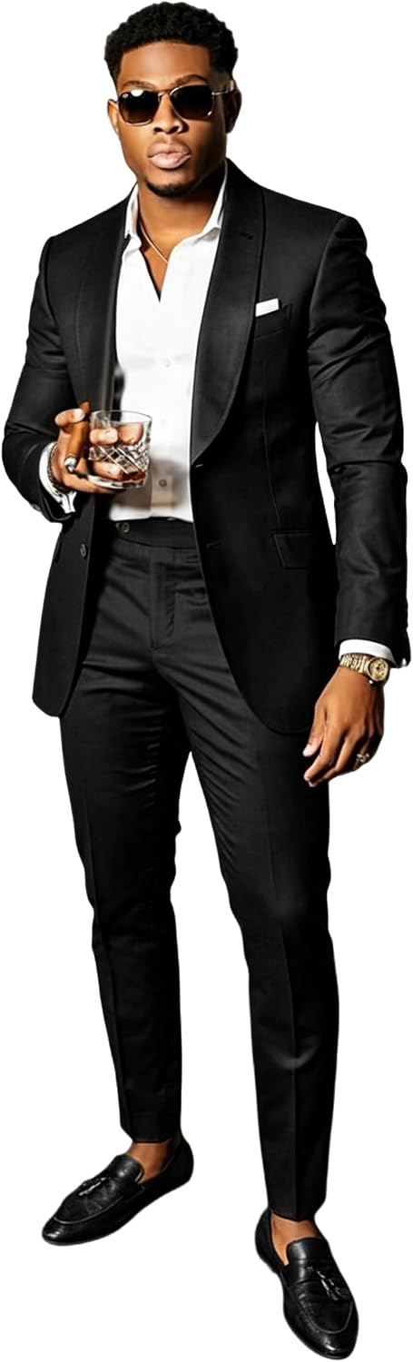 Men's Suit Shawl Lapel Tuxedos Office Work Jacket & Pants Two Pieces Set