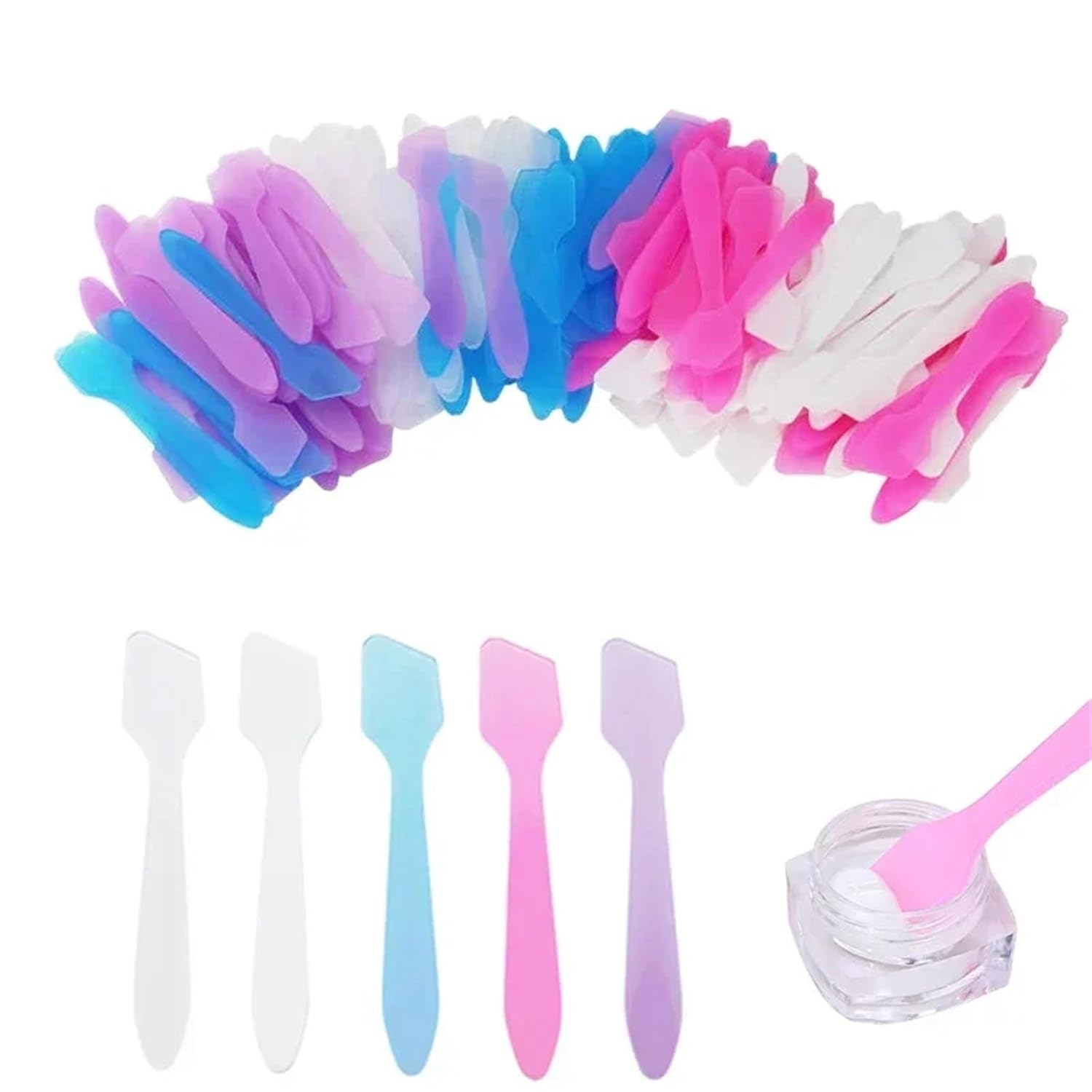 Small Cosmetic Spatulas 400PCS Makeup Spatula Cosmetic Mask Disposable Creams DIY Mixing Spatulas Spoon For Sampling and Tools(Pink)