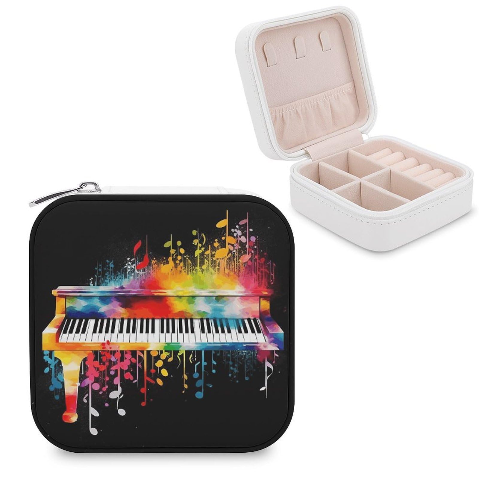 VstaDank Colorful Piano Keyboard Music Note Jewelry Box Beautiful Portable Ring Boxes Cute Large-Capacity Jewelry Case Jewelry Organizer for Mothers Gifts for Earrings Rings Hand Bracelet