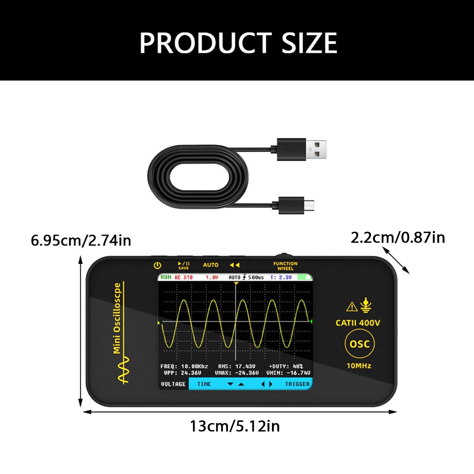 Oscilloscopio portatile digitale da 3,2 pollici con display a colori per analisi accurata dei segnali in varie applicazioni Oscilloscopio digitale