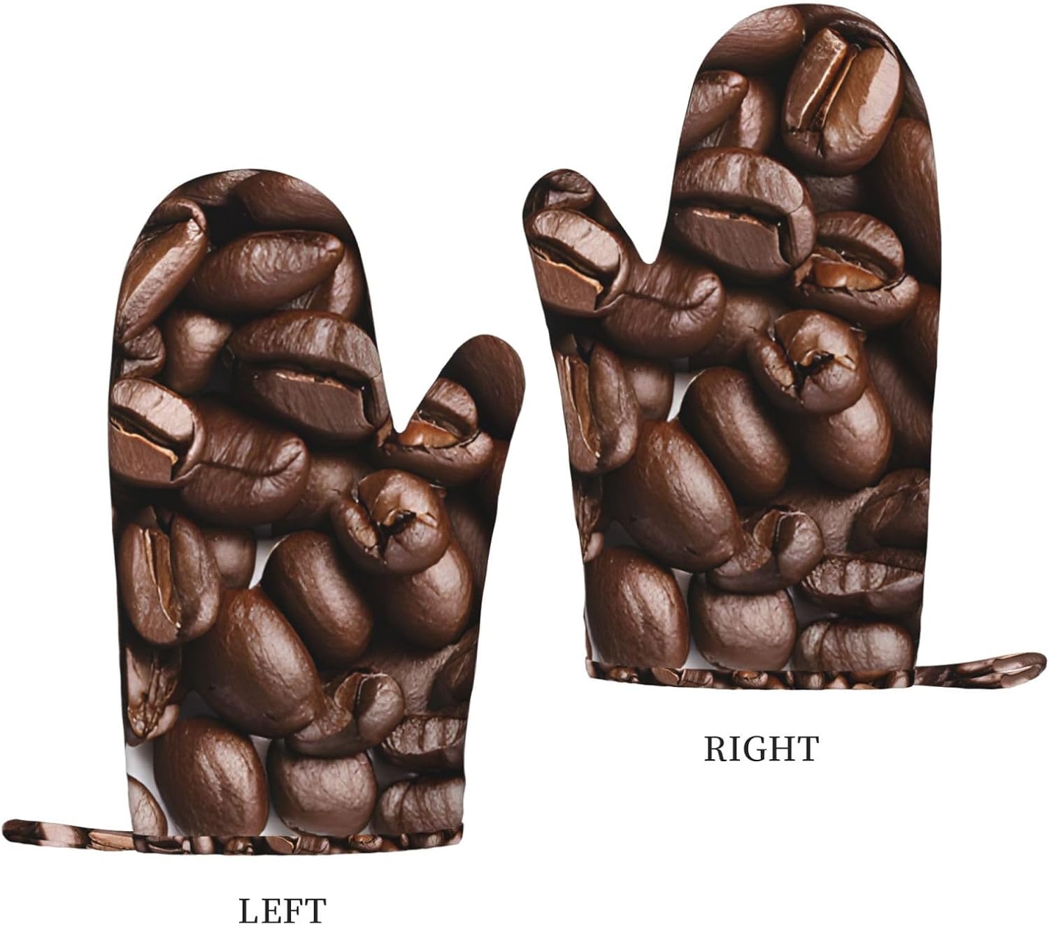 Funny Roasted Coffee Beans 4pcs Oven Mitts and Pot Holders Sets for Kitchen, Silicone Oven Gloves Non-Slip Potholders Hot Pads for Baking Cooking