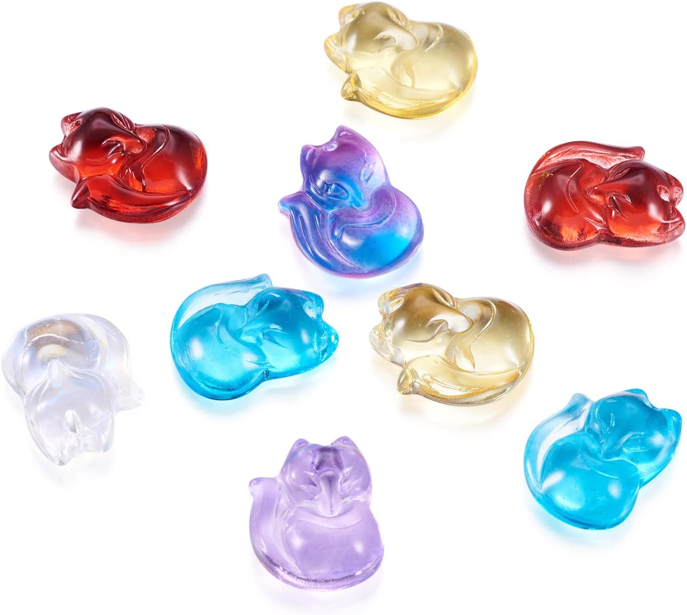 Craftdady 30pcs Transparent Glass Animal Loose Beads Spray Painted Crystal Fox Spacer Charm Beads 18x14mm for Jewelry Bracelets Making Hole:1mm - Image 2