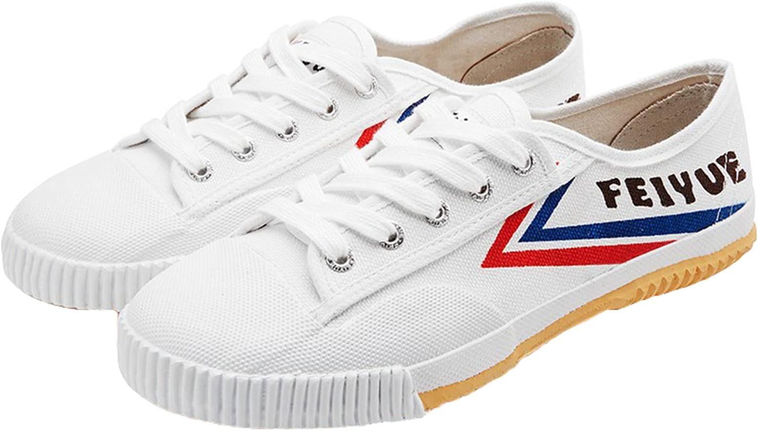 Martial Arts Shoes, Unisex Tai-Chi Sneakers Adults Kids Classic Kung Fu Shoes Canvas Anti-Slip Fashion Qigong Trainers,White,43
