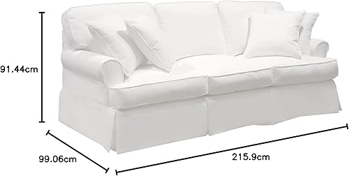 Vista 6 de Sunset Trading SU-117600SC-423080 Horizon Sofa - Juego de funda deslizante - Funda extraíble, blanco cálido