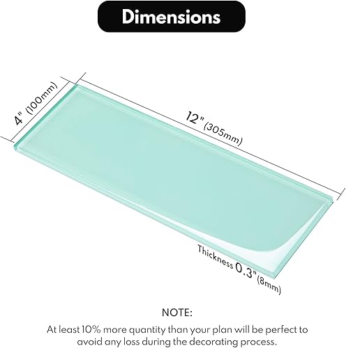 Vista 60 de Lovdeco Azulejo de cristal de metro, 3 x 6 pulgadas, 4 pies cuadrados, vidrio verde azulado oscuro para pared de baño y cocina, paquete de 32