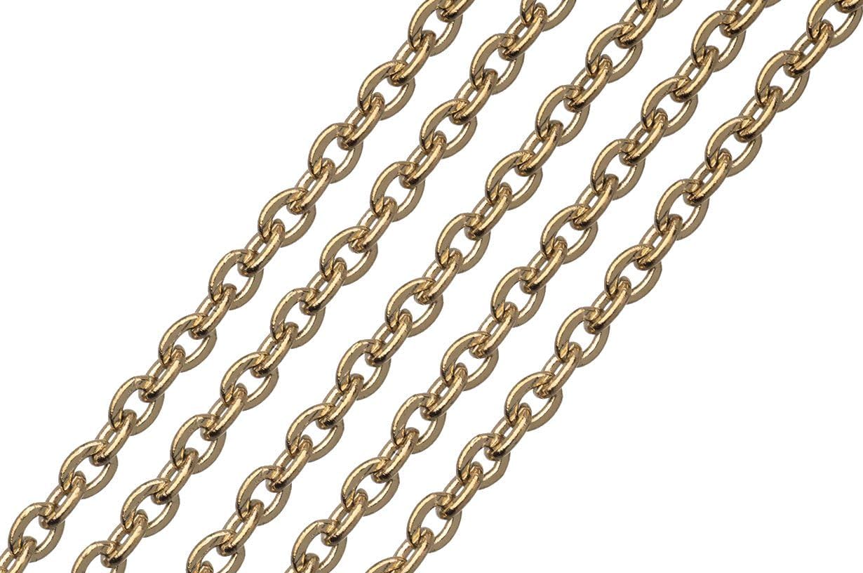 Permanent Waterproof Gold Stainless Steel DIY Jewelry Making (Cable Chain - .75mm) (2 Feet)