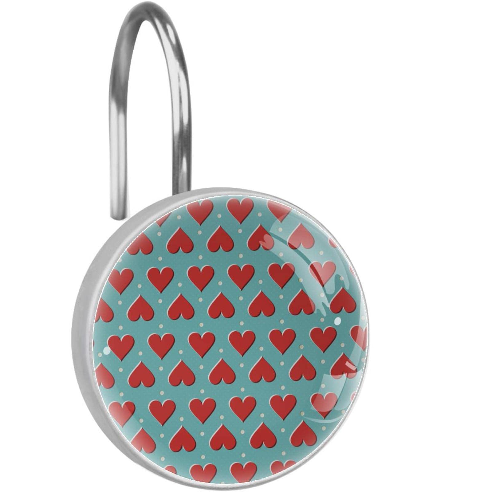 Rideau de douche et crochets decoratifs style retro pour salle de bain chaleureuse
