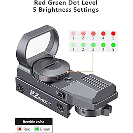 EZshoot Red Green Dot Gun Sight Scope Reflex Sight, 4 Adjustable Reticles Holographic Optic Grey with 20mm Rail Mount