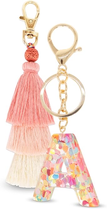 Boho Key Ring Letter Keychain for Purse Handbags Women Girl