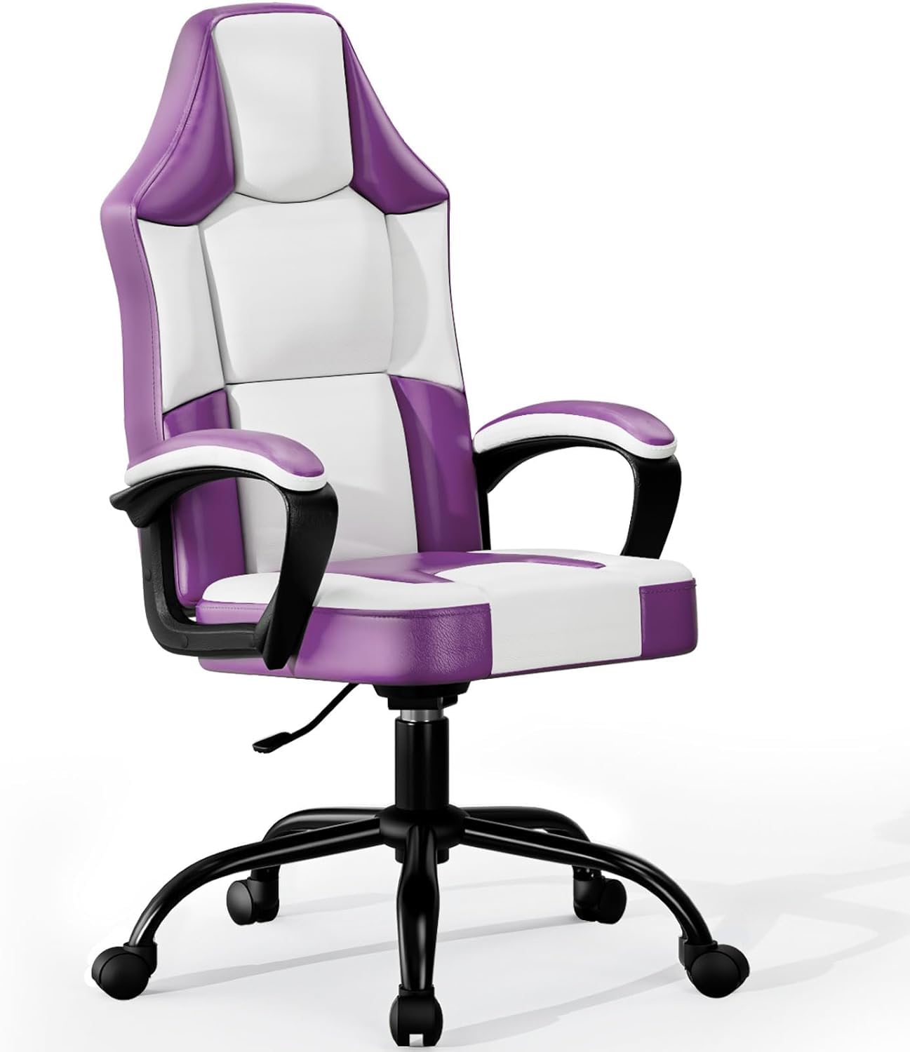 Sedia da gioco ergonomica, sedia per computer regolabile in altezza, sedia per PC in pelle di Pu con rotelle, per adulti (Viola)