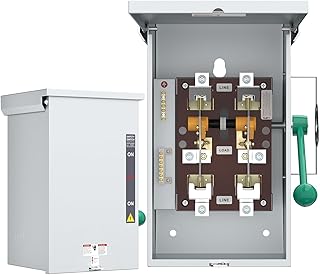 200A Generator Transfer Switch, 24000/48000/90000W General-Duty Double-Throw Safety Switch, 120/240/450V Manual Transfer Switch with Arc Extinguishing Cover, NEMA 3R Standards for Indoor/Outdoor Use
