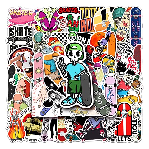 Skate Aufkleber Skateboarding Aufkleber 50 Stück Skateboard Graffiti Aufkleber Motorräder Fahrrad Snowboard Gepäck Laptop Auto Koffer für Kinder und Jugendliche Wasserdicht Vinyl Aufkleber