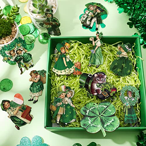 24 Pcs St. Patrick's Day Ornaments Shamrocks Wooden Ornaments Vintage Cutouts Hanging Ornament With Rope For St Patrick's Day Tree Table Decor #TOP1