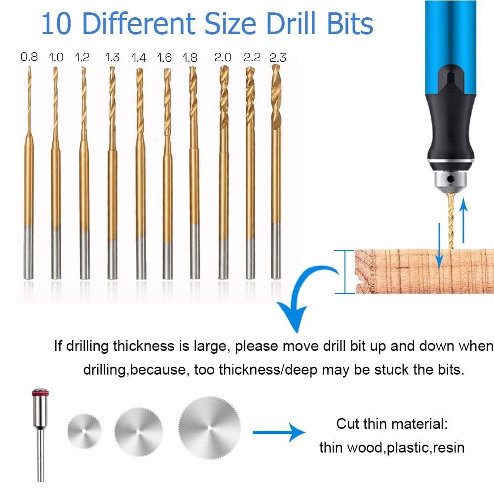 Mini penna per trapano a 3 velocità senza fili, con 8 piccole punte, morsa elettrica ricaricabile, set di punte in resina per la creazione di gioielli, resina, plastica, legno, portachiavi fai da te
