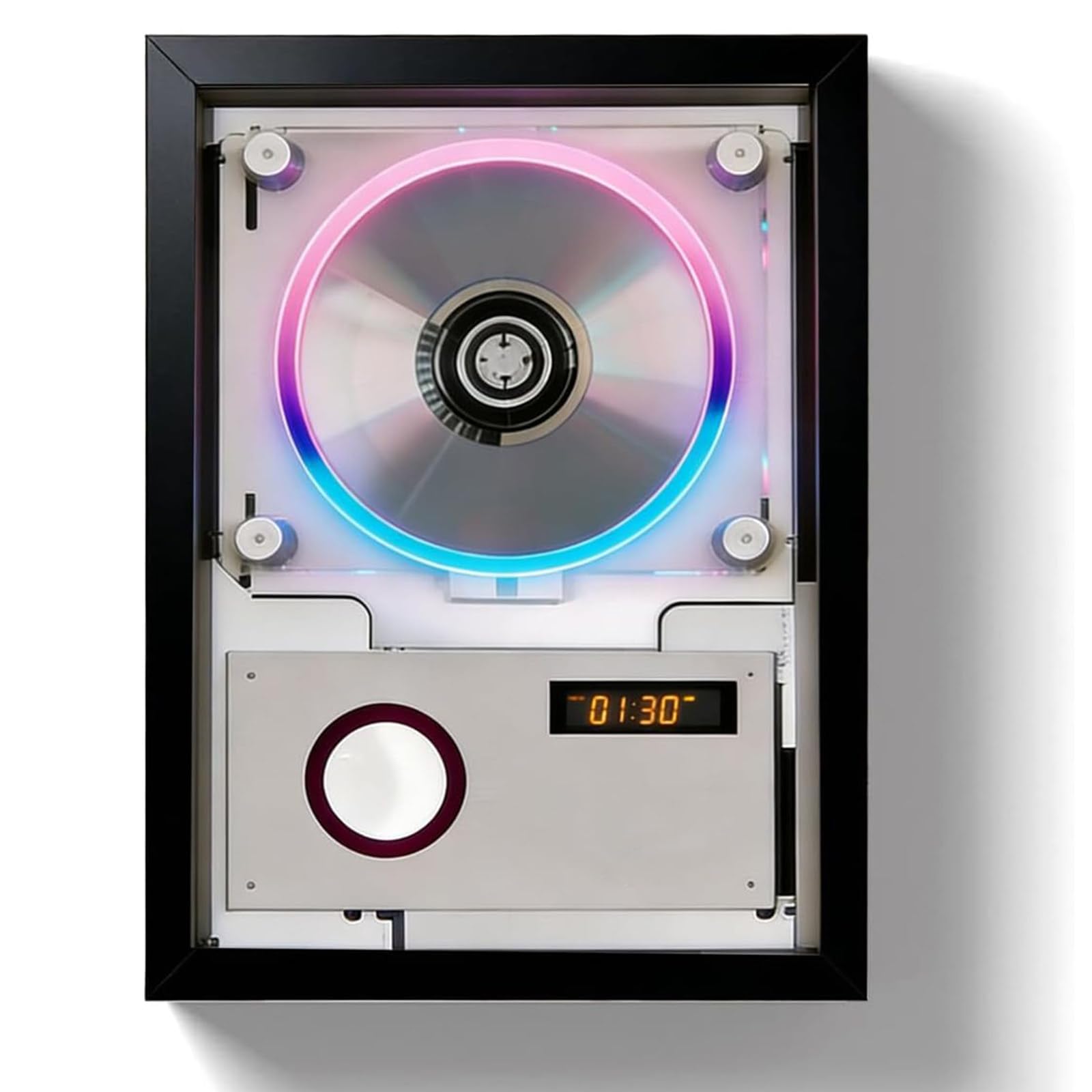 Lettore CD Portatile, Lettore CD Verticale da Parete o scrivania, Senza Altoparlanti, Schermo LED, Telecomando, per Casa/corridoio/Ufficio/Decorazione da Parete Black