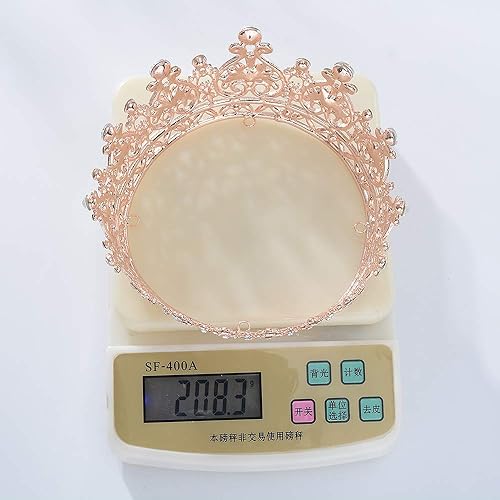 Miniatura 9 de S SNUOY Corona de oro rosa para mujer, coronas y tiaras de cristal redonda completa, para desfile, fiesta, disfraz, coronas nupciales para boda