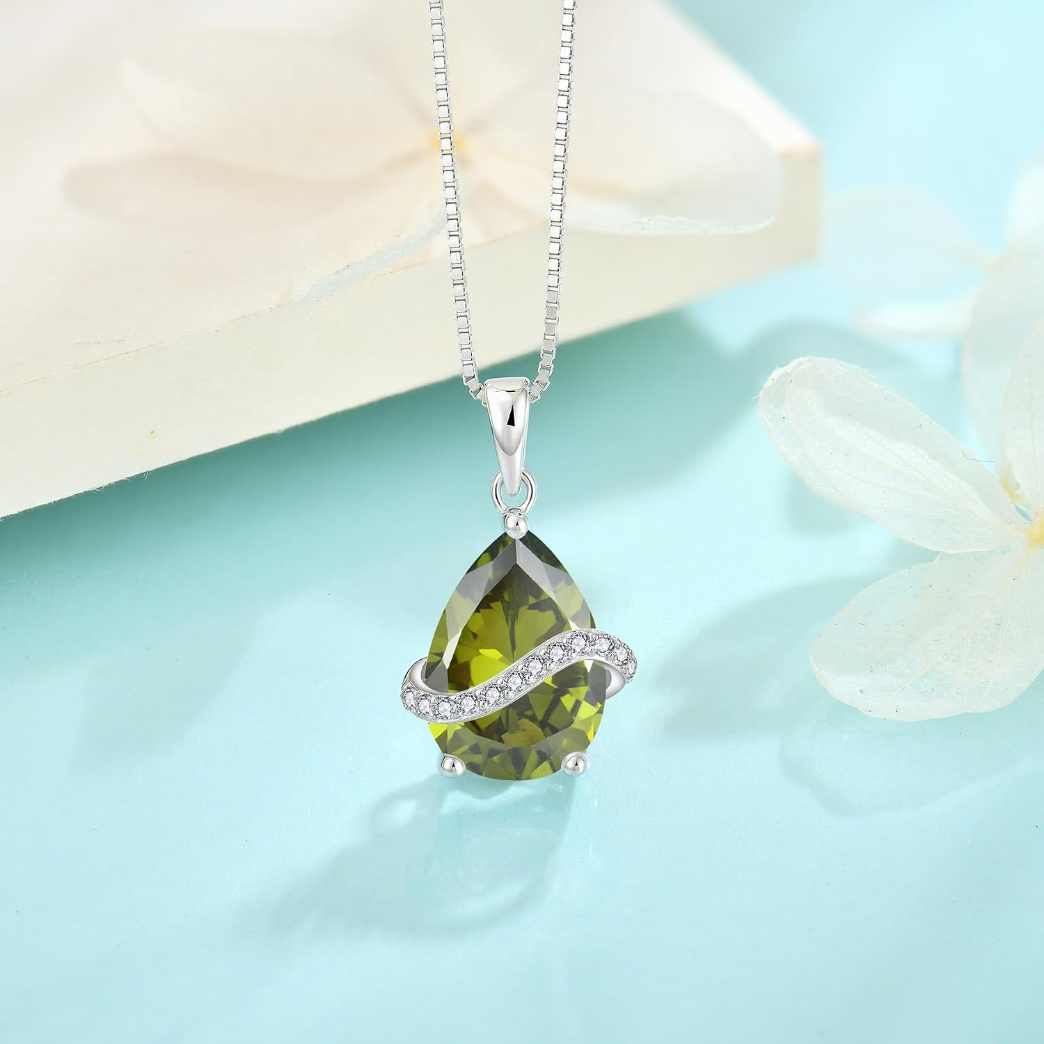 Teardrop Necklace for Women 925 Sterling Silver Birthstone Necklace Pendant Jewelry Gifts for Her