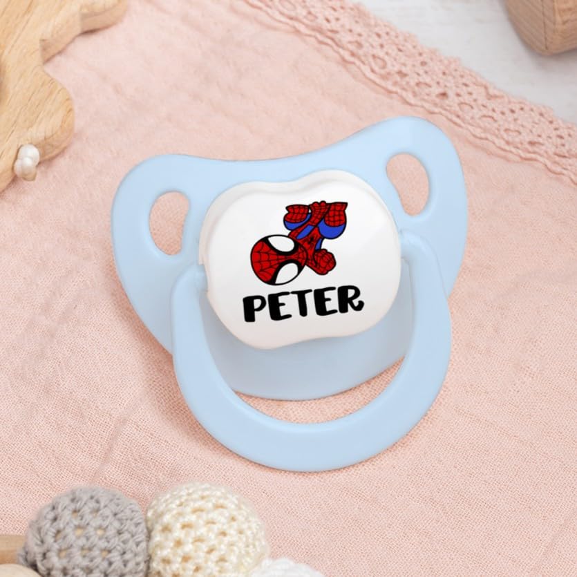 Wanapix | Personalised Baby Dummy | Silicone Teat for Newborns | 0-6 Months | Anatomical Soother BPA & Phthalate Free | Spider