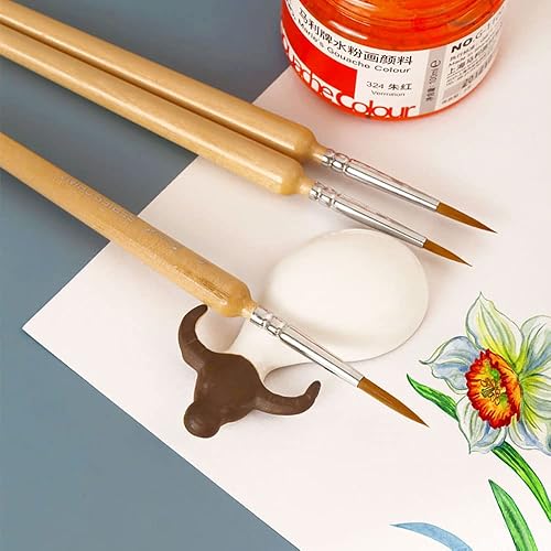 Miniatura 5 de JOWOART Juego de 11 pinceles de pintura para detalles finos, kit de pinceles de pintura en miniatura, juego de pinceles para acrílico, acuarela,