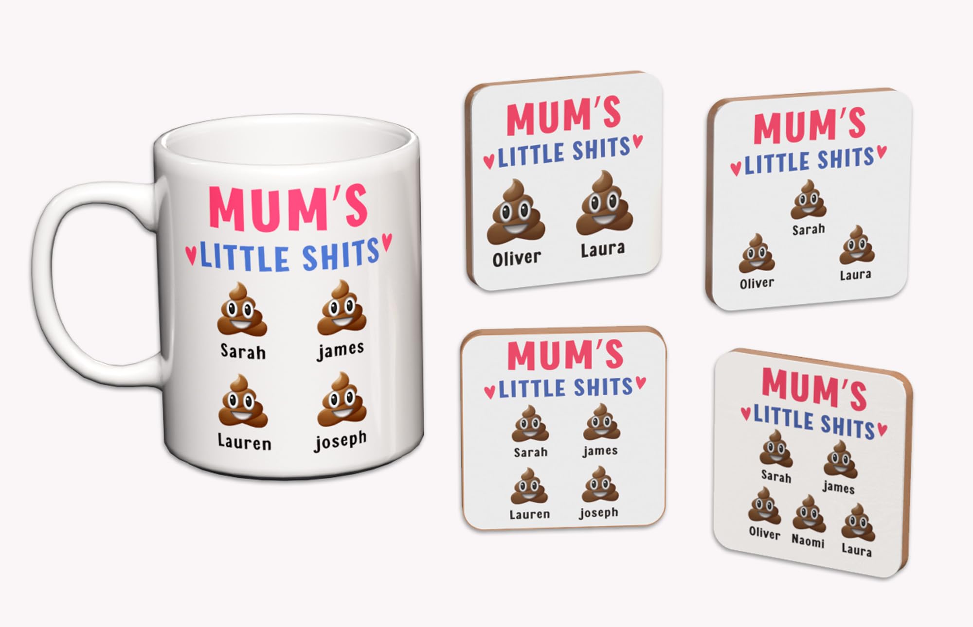 Star Online Personalised Mothers Day Mugs Gifts for Mum from Daughter & Son 11oz Ceramic Coffee Cup Birthday Presents You'll Always Be My Best Tea Nan Grandma Novelty Mug (Mum Little Shits)