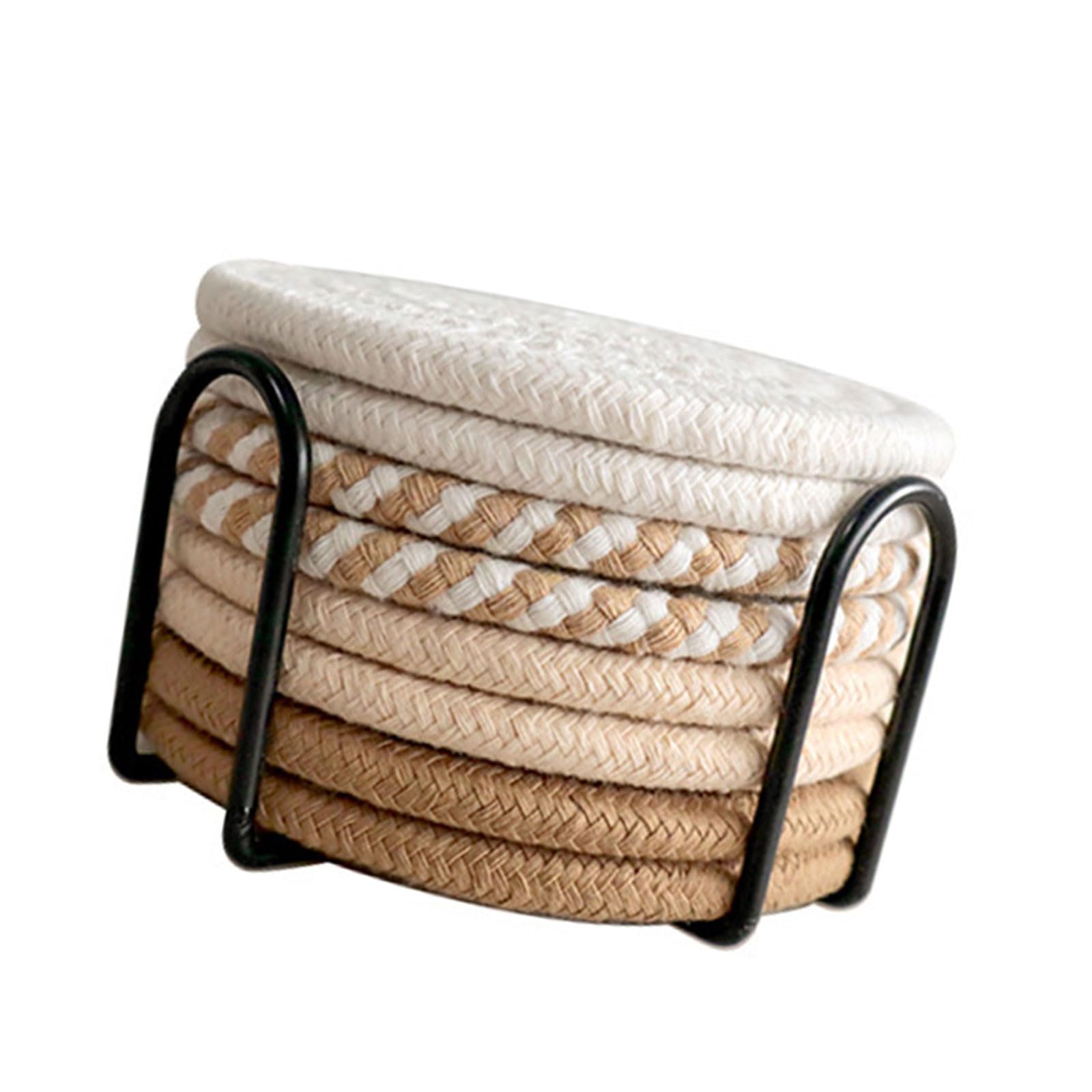 HZBB Absorbent Cotton Rope Coasters Set Beverage Round Thick Insulation Cup Mat Easy to Use Absorbent Cotton Rope Set