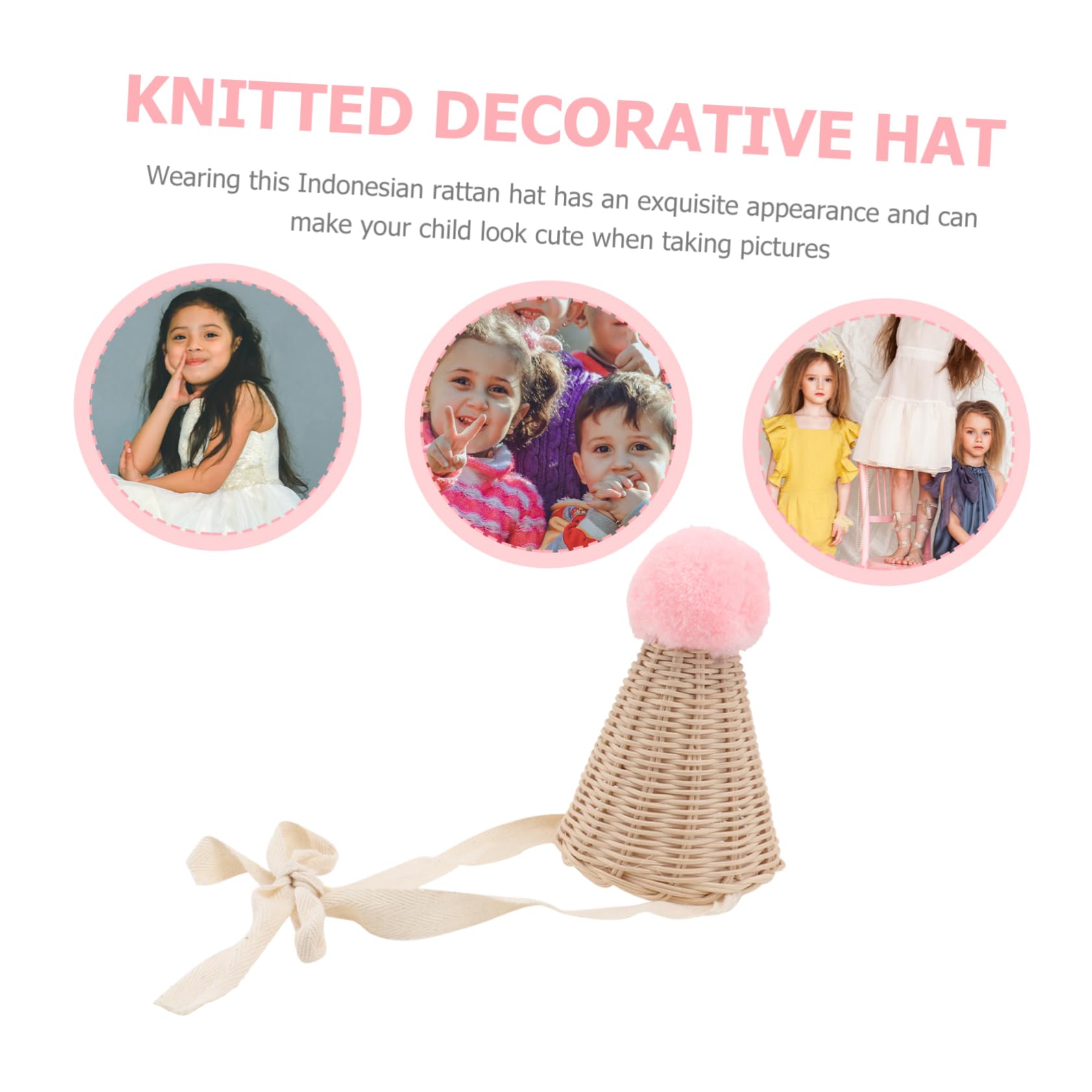 BESPORTBLE Indonesian Rattan Boys and Girls Hat Traditional Weaving Comfortable Photo Accessory Brown