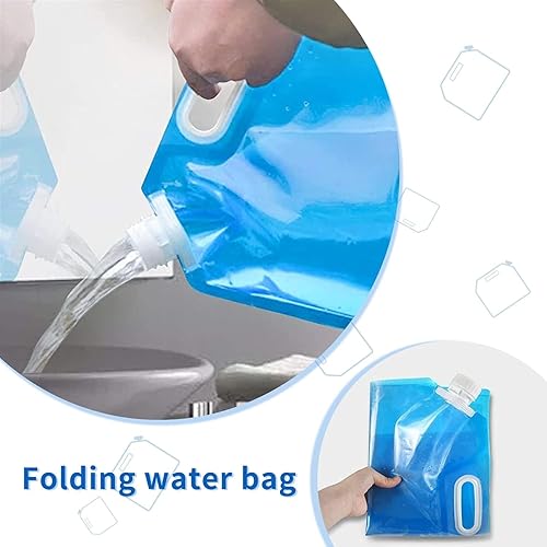 Miniatura 5 de Bolsas de agua  Jarras vacías de galón con tapas  Sin BPA  (juego de 4 bolsas) Bolsa de almacenamiento  Jarra de plástico  Dromedario plegable