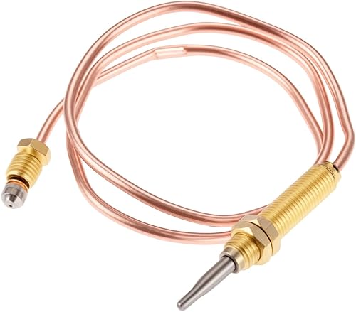 Aupoko Termopar para chimenea de gas, calentador de patio, termopar de 24 pulgadas de longitud, tuerca de extremo M8x1 y punta de cabeza