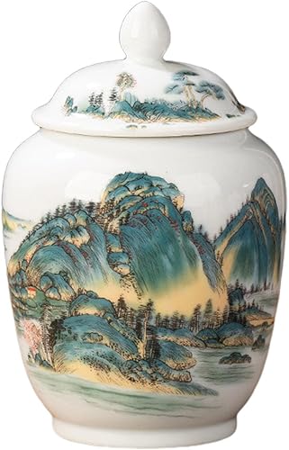 Fenteer Jarrón de jengibre de cerámica multiusos decorativo con tapa, tarros de porcelana asiática para decoración del hogar, encimera, arreglo