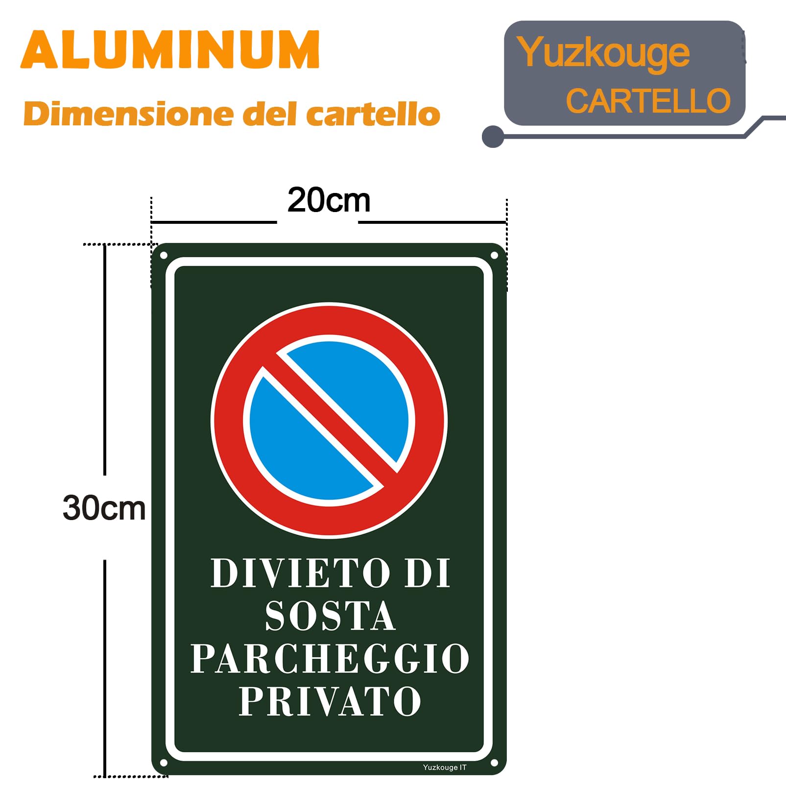 Cartelli Divieto Di Sosta Parcheggio Privato - 2 pz, 20 x 30 cm Cartelli stradali in alluminio, lasciare libero il passaggio, facili da installare, resistenti ai raggi UV, resistenti alle intemperie