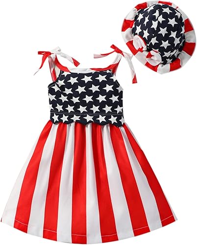 Vestido para el Día de la Independencia del 4 de julio para niñas pequeñas, ropa de bandera estadounidense