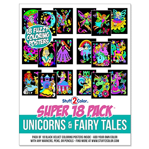 Affiches de coloriage en velours Stuff2Color pack de 18 licornes