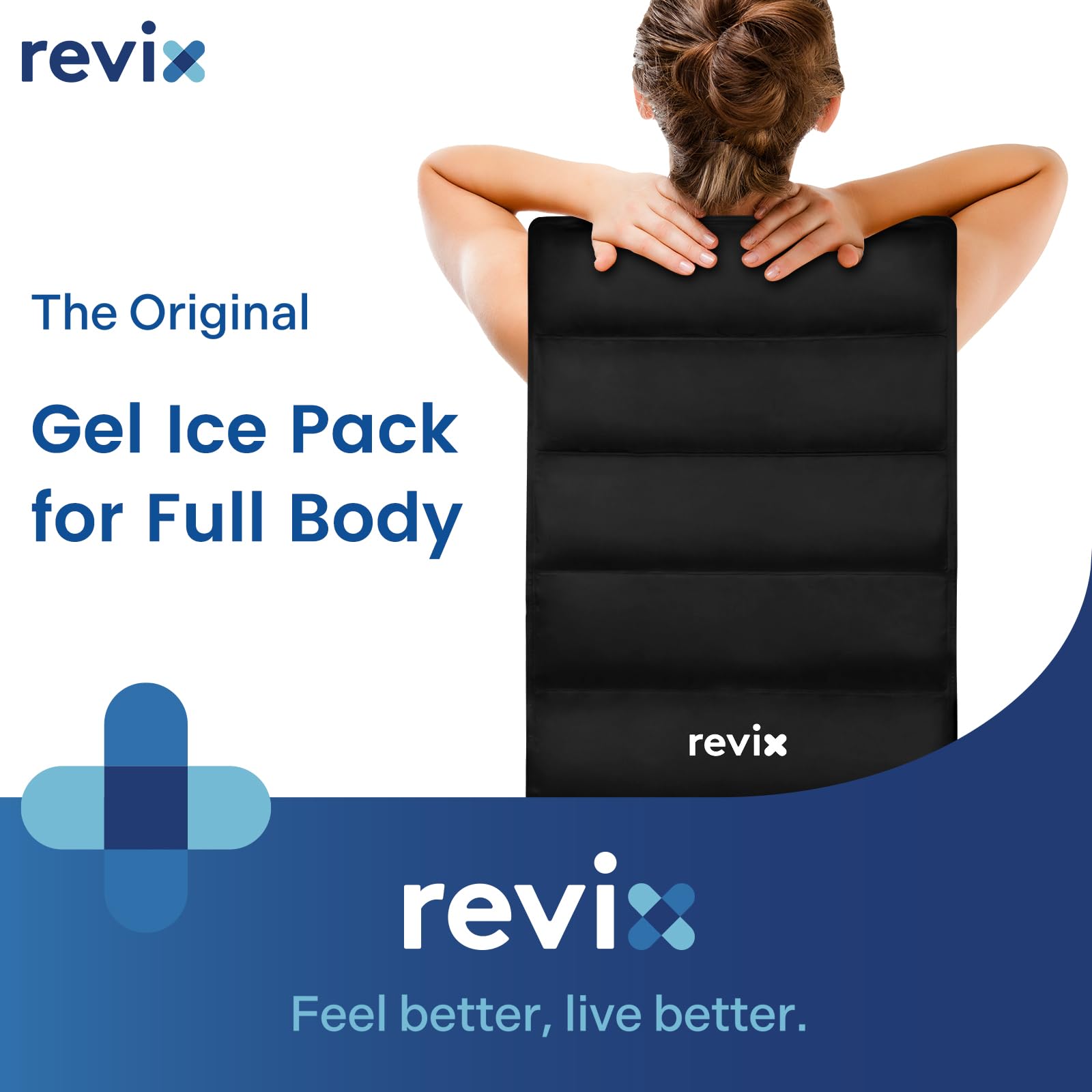 REVIX Paquetes de hielo de cuerpo completo para lesiones, reutilizable, súper grande, para alivio del dolor de espalda, terapia de compresión fría para quimioterapia, hombro, cadera, hinchazón de toda