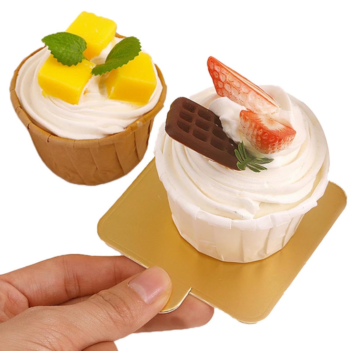 Mini base in cartone sottotorta dorata sottotorta mousse 100 pezzi vassoio da esposizione dessert piatti per torta per decorare-dorato-quadrato-L