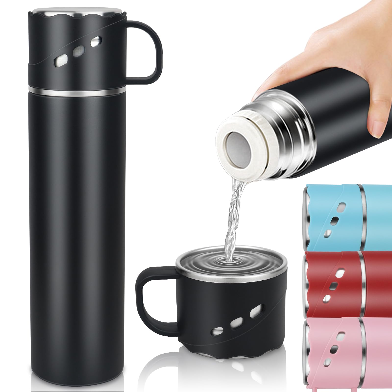 Auryu Borraccia Termica In Acciaio Inox 500ml – Tripla Parete, 24h Fredde/12h Calde, Manico Incluso, Fa La Differenza